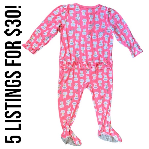 Carter’s Cat Zip Footie Ruffle Butt Pajamas 24 Months Baby Toddler Girl - Picture 2 of 12